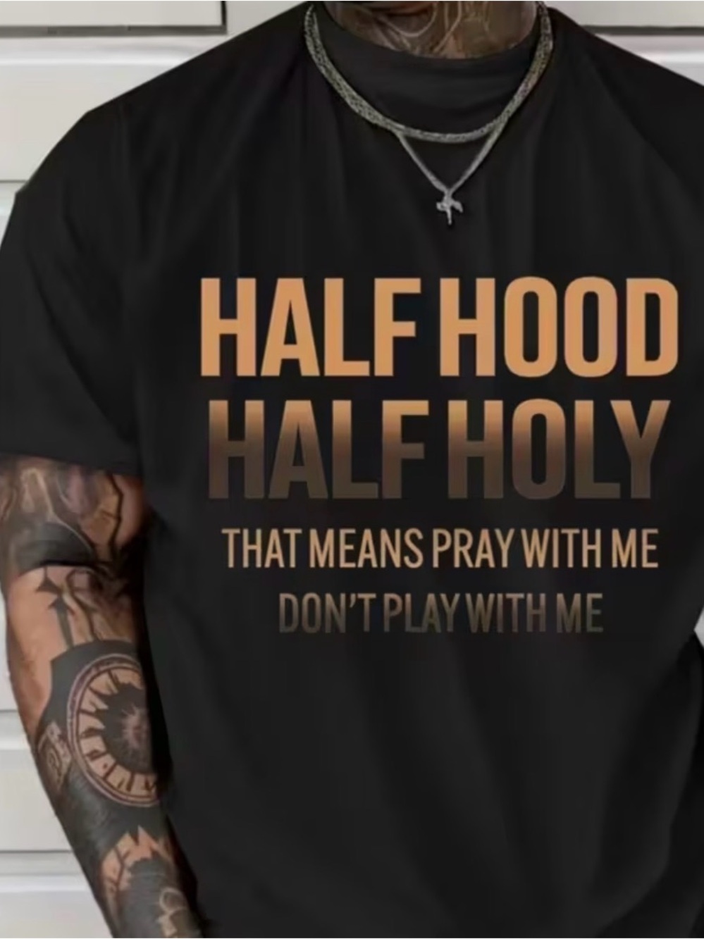 Unisex Half Hood Half Holy Graphic Tee